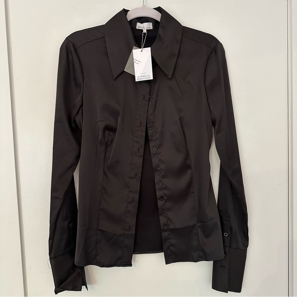 Weworewhat silk button up shirt black